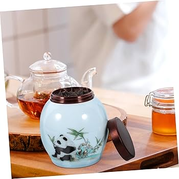 Amazon｜CIYODO パンダ茶葉缶 茶葉保存容器 磁器の茶缶 中国の